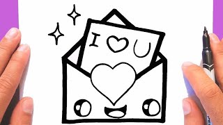 How to draw a cute Love Envelope Supper Easy Draw for Valentines Day Draw cute things [upl. by Panchito335]