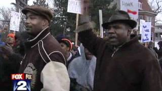 Protesters Block Traffic on Second Avenue Bridge in Detroit [upl. by Letram]