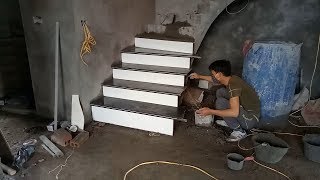 Amazing Techniques Contruction You Have Never Seen  How to Installation of Latest Garnite Stairs [upl. by Fernald]