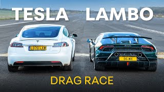 Lamborghini Huracan Performante v Tesla Model S Performance  DRAG RACE amp 01000 RACE [upl. by Olwen]