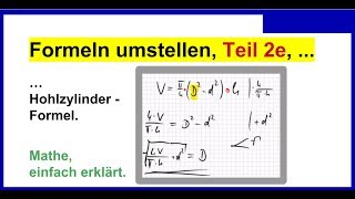 Formeln umstellen Teil 2e Hohlzylinder  Formel quotDquot gesucht Mathematik Physik [upl. by Francine]