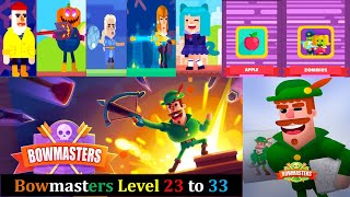 Bowmasters All New CharactersSkins Levels 2333 Gameplay [upl. by Hyams]