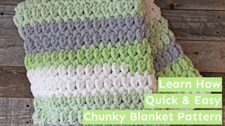 Learn to Make This Easy Bernat Baby Blanket Stripe Crochet Pattern Super Bulky Yarn [upl. by Vieva]