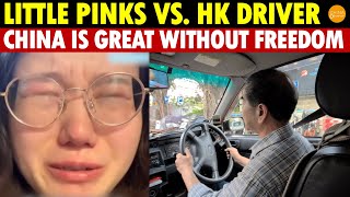 “Little Pinks” Clash with Hong Kong Taxi Driver China is great Chinese don’t need freedom [upl. by Yelhs]