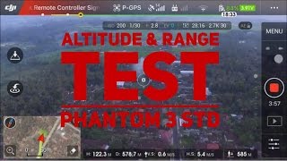 DJI Phantom 3 Standard  Range amp Altitude Test No Modification  Stock Remote amp Antenna [upl. by Nylrats]