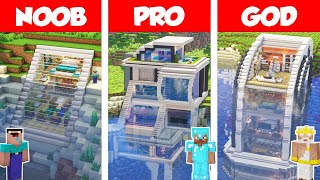 Minecraft NOOB vs PRO vs GOD UNDERWATER MODERN HOUSE BUILD CHALLENGE in Minecraft  Animation [upl. by Ppik684]