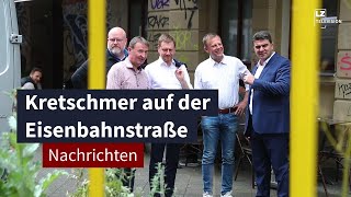 Sachsens Ministerpräsident Kretschmer in der Eisenbahnstraße  LZ TV Nachrichten [upl. by Triley]