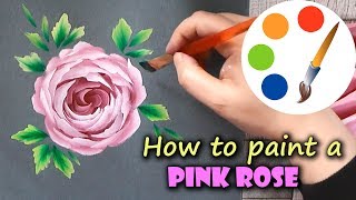 How to paint a Pink Rose One Stroke Tutorial [upl. by Nacim302]