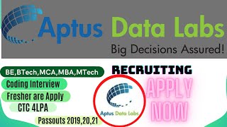 Aptus Data Lab  OffCampus Drive  Freshers  2021 [upl. by Alekal]