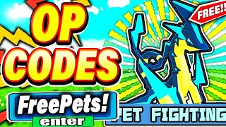 ALL NEW SECRET CODES IN ROBLOX PET FIGHTING SIMULATOR 2023 pet fighting simulator codes [upl. by Aerda765]