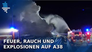 Schwere Explosionen auf A38 nach Unfall [upl. by Hebrew219]