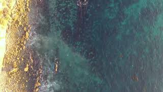 Ariel drone shot of crystal clear blue waters along the coast of a gorgeous sunny beach FREE STOCK [upl. by Venuti]