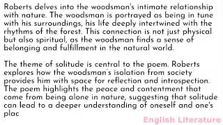 Summary and Analysis of The Solitary Woodsman by Sir Charles G D Roberts [upl. by Inaoj614]