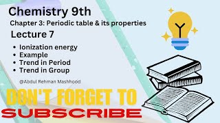 IONIZATION ENERGY  CHAPTER NO 3  CLASS 9TH CHEMISTRY  LECTURE 7 100 PERCENT CONCEPT chemistry [upl. by Nilkcaj]