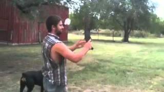 Shooting Sawed Off 12GA Shotgun One Handed [upl. by Erdnoid]