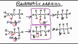 Electrophilic addition to asymmetrical alkenes [upl. by Tidwell222]