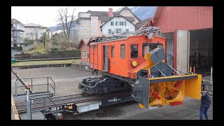 Probefahrt der Rigi Bahn Schneeschleuder He 23 Nr 8 Baujahr 1930 [upl. by Heti]