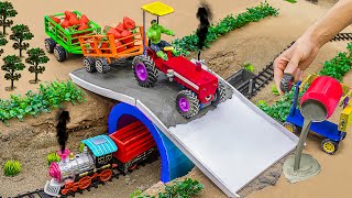 Diy tractor making mini Bridge for Train Construction  diy New Concrete Mixer Bridge [upl. by Flavius997]