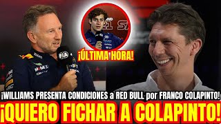 ¡ULTIMATUM WILLIAMS a RED BULL Las CONDICIONES para FICHAR a FRANCO COLAPINTO que lo CAMBIAN TODO [upl. by Atnoid322]