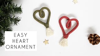 DIY EASY HEART ORNAMENTS  MACRAME HEARTS  MACRAME CHRISTMAS ORNAMENT [upl. by Morrill]