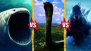 Godzila Vs Megalodon Vs Titanoboa बताओ कौन जीतेगा  Who Will Win [upl. by Reni]