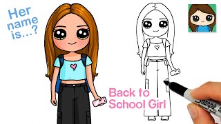 How To Draw a Back to School Cute Girl 4 [upl. by Asillem]