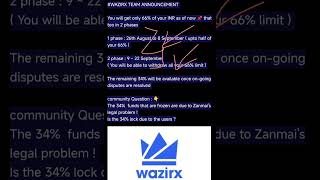 WAZIRX Exchange Latest Update  will they allow INR Withdrawals [upl. by Sophi329]