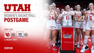 Utah Womens Basketball Postgame Press Conference  Utah 86  Weber State 46 [upl. by Meter]