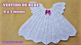 VESTIDO EM CROCHÊ PARA BEBÊ DE 0 A 3 MESES  LINDO DEMAIS [upl. by Grochow]