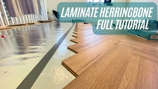 Laminate Herringbone flooring installation Full tutorial Kronotex [upl. by Akit]