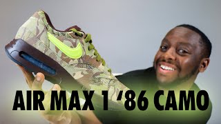 Nike Air Max 1 86 Camo Light Lemon Twist On Foot Sneaker Review QuickSchopes 693 Schopes FN8358 200 [upl. by Edva251]