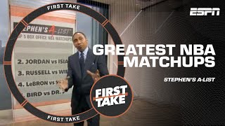 Stephens Alist GREATEST NBA MATCHUPS Bird vs Magic  Jordan vs Isiah 🙌🏀  First Take [upl. by Wynne317]