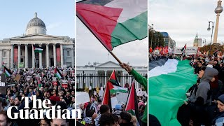 ProPalestine protests take place in cities around the world [upl. by Nicolai]