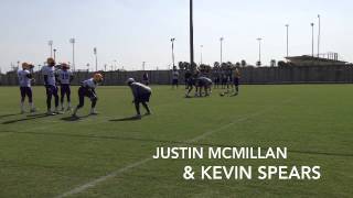 LSU QBs Danny Etling Justin McMillan Jake Clise work with WRs [upl. by Nnaassilem607]