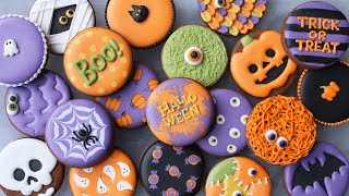 まるいクッキーをハロウィンにする20アイデア🎃【アイシングクッキー】satisfying cookie decorating｜royal icing Halloween cookies [upl. by Joab]