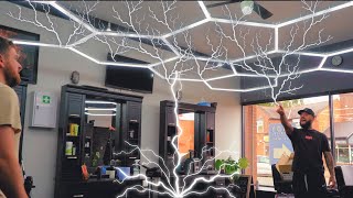 INSTALLING HEX LIGHTS IN THE BARBERSHOP [upl. by Noiramaj105]