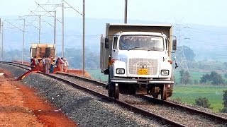 UNIQUE TRUCK ON RAILS INDIAN RAILWAYS CONSTRUCTION SITE [upl. by Animehliw]