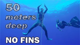 Freediving Training to the Limit  50 METERS with NO FINS [upl. by Domineca]