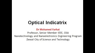 Lecture 7 Part 2 Optical Indicatrix [upl. by Ydner]