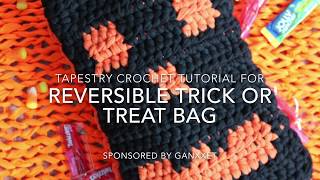 Learn How to Do Tapestry Crochet to complete your own reversible Halloween bag [upl. by Ainnat]