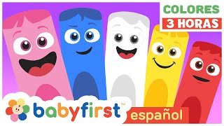 Colores en español para niños  La Pandilla de Colores  3 HORAS  Todos los colores  BabyFirst TV [upl. by Lucic614]