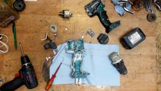 How to assemble Makita BDF456 DDF456 18v li ion cordless drill switch carbon brushes replace [upl. by Donny807]