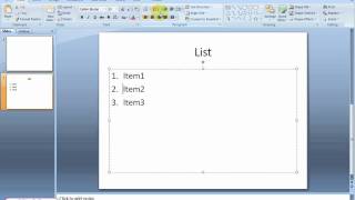 How to change list numbering starting number  Powerpoint 2007 [upl. by Capon]