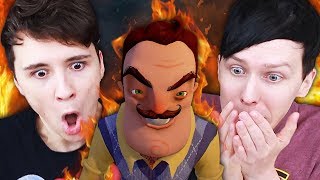 WHAT IS IN HIS BASEMENT  Dan and Phil play Hello Neighbour [upl. by Adnawyek]