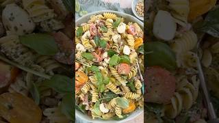 PESTO PASTA SALAD 🍃🍅 delicious easy side dish or meal prep lunch [upl. by Ayhtak33]