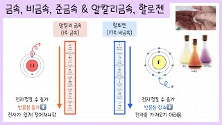 고1물질의 규칙성과 결합 5강 금속￨비금속￨준금속￨알칼리금속￨할로젠￨특징과 반응성 정리하기✍🏻 [upl. by Adnim]