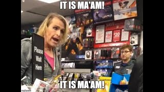 Gamestop Freakout Excuse me its maam It IS MAAM Full Clip Uncensored [upl. by Penn]