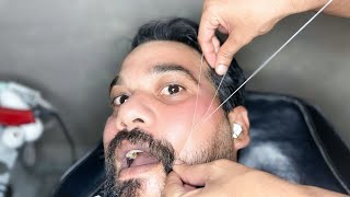 ASMR Beard Threading  Satisfying Facial Hair Removal [upl. by Akyeluz935]