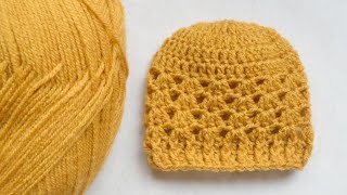 Adorable EASY amp CUTE Crochet Preemie Baby Hat Tutorial LeftHanded [upl. by Brunhild]