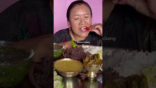 Millet Porridge Mukbang With Buff Curry amp Nettle Leaves Soup Mukbang With HusbandRubi Rai Mukbang [upl. by Emiatej]